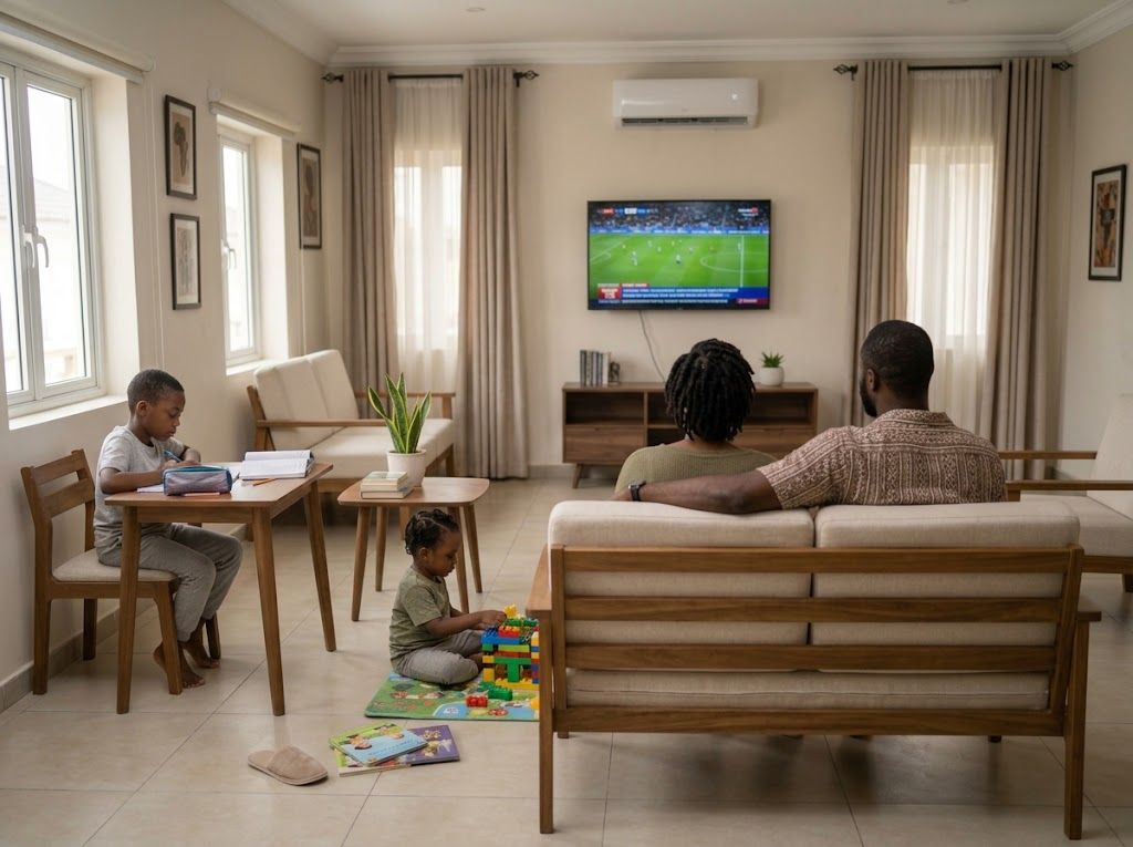 Family relaxing at home